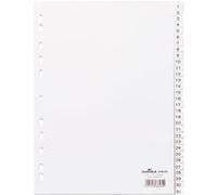 Durable 616002 Intercalaires de Numéro (Polypropylènes, A4 Portrait,Index 1-31, entièrement Couvert, Perforation Universelle) 1 Unité(S) Blanc