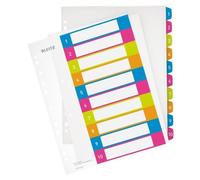 Intercalaire - LEITZ - Imprimable 1-10 - A4+ - PP translucide - Couleurs vives