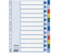 Intercalaires A4 12 Touches, Multicolore, Onglets Renforcés En Plastique Résistant Avec Table Des Matières