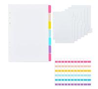 Intercalaires A5 En Plastique, Intercalaires À 6 Trous, Onglets Renforcés en Plastique Résistant avec Table des Matières, intercalaire