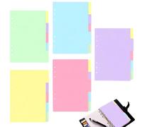 Intercalaires A5 pour classeurs à anneaux 25 pages 6 trous 5 couleurs assorties pour planificateurs et carnets de notes
