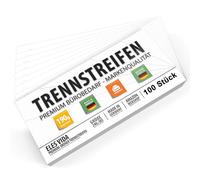 Intercalaires Blancs 100 Pièces - Perforés, 190g/m², 24x10,5cm - Feuilles de Séparation & Index pour Classeurs DIN A4 & Documents pour le Tri, Robustes, Imprimables, Certifiés ANGE BLEU