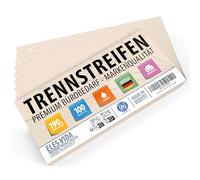 Intercalaires Chamois 100 Pièces - Perforés, 190g/m², 24x10,5 cm - Feuilles de Séparation & Index pour Classeurs DIN A4 & Documents pour le Tri, Robustes, Imprimables, Certifiés ANGE BLEU