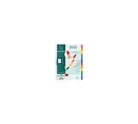 Exacompta Intercalaires carte blanche 160 g - onglets couleurs renforcés, 6 positions, A4, blanc
