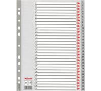 Intercalaires en plastique Esselte, chiffres, A4, 1-31, gris