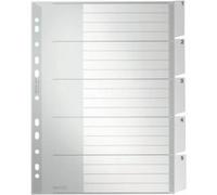 Leitz Intercalaires A4 - 5 onglets vierges, interchangeables - Gris - Plastique ultra-résistant