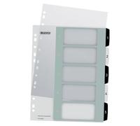 Leitz Intercalaires 1-5, Imprimable sur PC, A4, Extra-Large, Plastique Ultra-Résistant, Blanc/Noir, WOW, 12130000