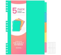Intercalaires et onglets amovibles pour carnet à spirale de 21,6 x 27,9 cm, intercalaires A4 à 5 onglets avec 10 étiquettes adhésives, accessoires de rechange pour bloc-notes à 5 sujets, organisation