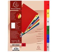 Intercalaires - EXACOMPTA - 18x100e - A4 maxi - Couleurs assorties - 6 positions d'impression