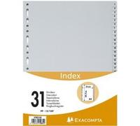 Exacompta - Réf. 1931E - Intercalaires gris en polypropylène recyclé avec 31 onglets imprimés numériques de 1 à 31 - Format à classer A4 - Dimensions 22,5 x 29,7 cm - certifiés Ange Bleu
