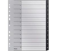 Intercalaires, Onglets 1-12, A4, Extra-Large, Plastique 90% Recy ologique, Qualit¿¿ Premium, Recycle, Noir
