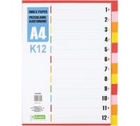 Intercalaires Pour A4, K12, 12 Intercalaires, Onglets À Anneaux, Onglets Avec Impression De Chiffres 1-12, Multicolores, Séparateurs De Couleur En Carton
