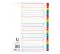 Intercalaires Q-CONNECT Mylar Carton A4 225x297mm A-Z 21 Feuilles Index Laminé Couleurs Assorties / / Type-A4 / Type-Index Laminé/Index-A-Z/Matériau-Carton/Couleur-Couleurs Assorties