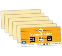 Intercalaires Recyclés, Lot De 220, Jaune, Perforés - Certifiés Ange Bleu, Pour Format A4, Fabriqués En Allemagne