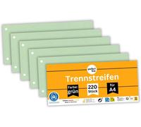 Intercalaires Recyclés, Lot De 220, Verte, Perforés - Certifiés Ange Bleu, Pour Format A4, Fabriqués En Allemagne