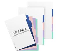 Intercalaires vierges à 5 onglets de taille junior - Intercalaires classiques pour cahiers à disques - Pour bureau, réunion, collège (14 x 21,6 cm) (15)