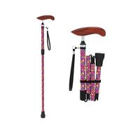 Intercare Canne de marche pour homme et femme, canne pliable tendance pour voyage et usage quotidien, hauteur réglable, style romantique avec poignée en bois, design pliable en fibre de carbone légère