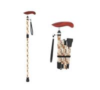 Intercare Canne de marche pour homme et femme, canne pliable tendance pour voyage et usage quotidien, hauteur réglable, style romantique avec poignée en bois, design pliable en fibre de carbone légère