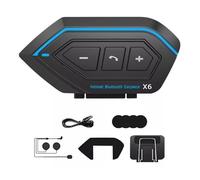Intercom Moto Bluetooth 5.0, Kit Oreillette Bluetooth Casque Moto Interphone - Bleu noir