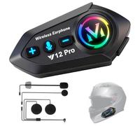 Intercom Moto Bluetooth 5.4 Communication Systèmes pour Tous Les Casques | Double-Puce, Bruit IP56 Étanche, Motocyclette Communication Entre 2 Motards 500M, HiFi Musique et Navigation en Même Temps