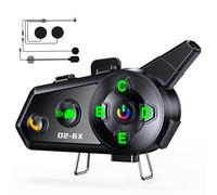 Intercom Moto Kit Bluetooth Casque Moto Double-Puce Audio-Multitâche Motocyclette Communication Systèmes,1000M Système de Communication Entre 1-6 Motards IPX6 Étanche Compatible Tous les Casques