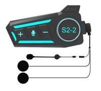 Intercom Moto S2_2,Système de Communication Bluetooth pour 2 Personne À Moins de 300m,IPX6 Étanchéité,Kit Main Libre Moto,Soutien Contrôle Vocal Contrôle Musical AI Assistant Vocal