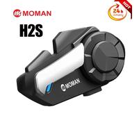 Intercom pour moto Moman H2S, casque de moto en carbone, système de communication sans fil jusqu'à 1000 m avec suppression du bruit DSP et CVC H2S 2 Pack
