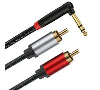 Interconnexions stéréo TRS 6,35 mm vers 2RCA en forme de L plaqué or blindage EMI connecteurs d'équipement professionnel