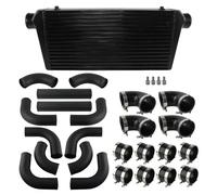 Intercooler échangeur Kit Colliers Serrage Pour Refroidisseur Intermédiaire 600x300x76mm, 3 Pouces 12 Pièces + Plaque Barre Montage Avant Turbo En Aluminium Noir