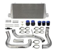 Intercooler échangeur Refroidisseur Intermédiaire Avec Kit Tuyauterie En Aluminium Pour Nissan Skyline R32 R33 R34 GTST RB20 RB25DET 93-98 Mise Niveau(Le noir)