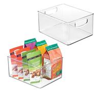 InterDesign iDesign Lot de 2 bacs de rangement empilables en plastique avec poignées pour armoires ou réfrigérateur Transparent