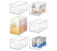InterDesign iDesign Lot de 6 bacs de rangement en plastique recyclé pour garde-manger et cuisine, congélateur et réfrigérateur avec poignées faciles à saisir, transparent