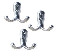 InterDesign Lot de 3 crochets de rangement muraux doubles pour vestes, manteaux, chapeaux, écharpes Chromé