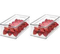 InterDesign The Home Edit by iDesign Grande boîte de conservation pour fruits et légumes en plastique recyclé transparent avec plateau fraîcheur amovible (Lot de 2)