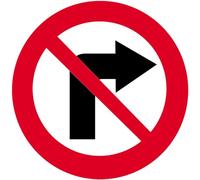 Interdit de tourner à droite (20x20cm) - Autocollant(sticker)