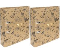 Interdruk Lever Arch File A4 75 mm - Natural Brown Kraft - Birds (Lot de 2)