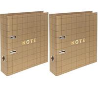 Interdruk Lever Arch File A4 75 mm - Natural Brown Kraft - Geo (Lot de 2)