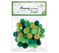Interdruk - Pompons pour Bricoler - Paquet de 35 pcs. en 6 Couleurs Différentes - 18 mm de Siamètre - Jungle Set