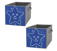 Interesting Face Star Boîte de rangement pliable avec poignées, cubes de rangement Oxford durables, 2 organiseurs de placard pliables pour la maison, l'étagère, le bureau, les voyages