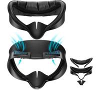 Interface faciale pour Meta Quest 3S - Coussinets de protection faciale en PU et soie glacée antibuée anti-fuite de lumière Noir