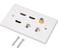 Interface multimédia HD, plaque murale, 6 ports, TV, tête F, réseau CAT6-AV pour la maison