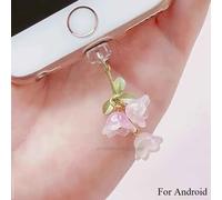 Interface Pour Téléphone/Type-C,1 Pièce,Mignon,Muguet Rose,Breloque De Téléphone,Fleur,Feuille Verte,Bouchon Anti-Poussière,Accessoires De Bricolage - Type For Android 3 Flower
