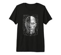 Interface synthétique moitié Humaine moitié Machine HUD Core Art T-Shirt Haut de Gamme