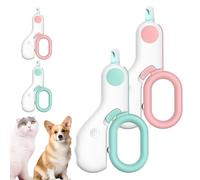 Interferek LED Pet Nail Clipper, LED Pet Nail Clippers for Cats Interferek, New Cat Nail Clipper with Light Cat Claw Clippers Trimmer, Pet Nail Clippers with LED Light, Cat Nail Clippers (Blue+Pink)