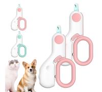 Interferek LED Pet Nail Clipper, LED Pet Nail Clippers for Cats Interferek, New Cat Nail Clipper with Light Cat Claw Clippers Trimmer, Pet Nail Clippers with LED Light, Cat Nail Clippers (2Pink)