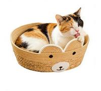 Intérieur Cat House - 13,78 x 13,78 x 5,12 pouces Weaving Washable Pet Sleeping Nest, Cats House Nest | For Puppy Kitten Indoor Home Porch Balcony Garden Yard Barn Courtyards