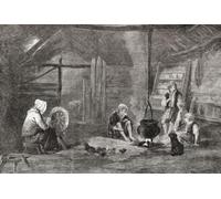 Intérieur d'un humble cottage de pêcheur île de Skye Hébrides intérieures Écosse vue ici au XIXe siècle. De L'Univers Illustre publié Paris 1859 Poster imprimé par Ken Welsh (45,7 x 30,5 cm)