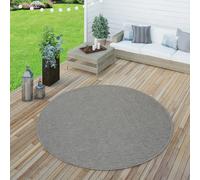 Paco Home Intérieur & Extérieur Tissage À Plat Tapis Terrasses Tapis Look Naturel en Gris, Dimension:160 cm Rond