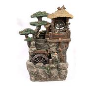 Intérieur Fontaine Moulin à Eau Tabletop Top Maison en Bois de pin Ornements Rétro Décoration 41 * 17 * 62cm Eau vive Porche Salon Chambre Fontaine Interieur