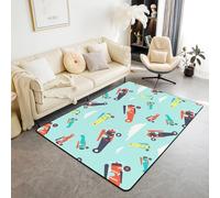 Intérieur Tapis De Salon, 3D Imprimé Avion De Dessin Animé dans Les Airs Soft Antidérapant Tapis De Sol pour Canapé Couloir Chambre, Décoration De Maison Moderne 100 X 150 Cm /9435437290131